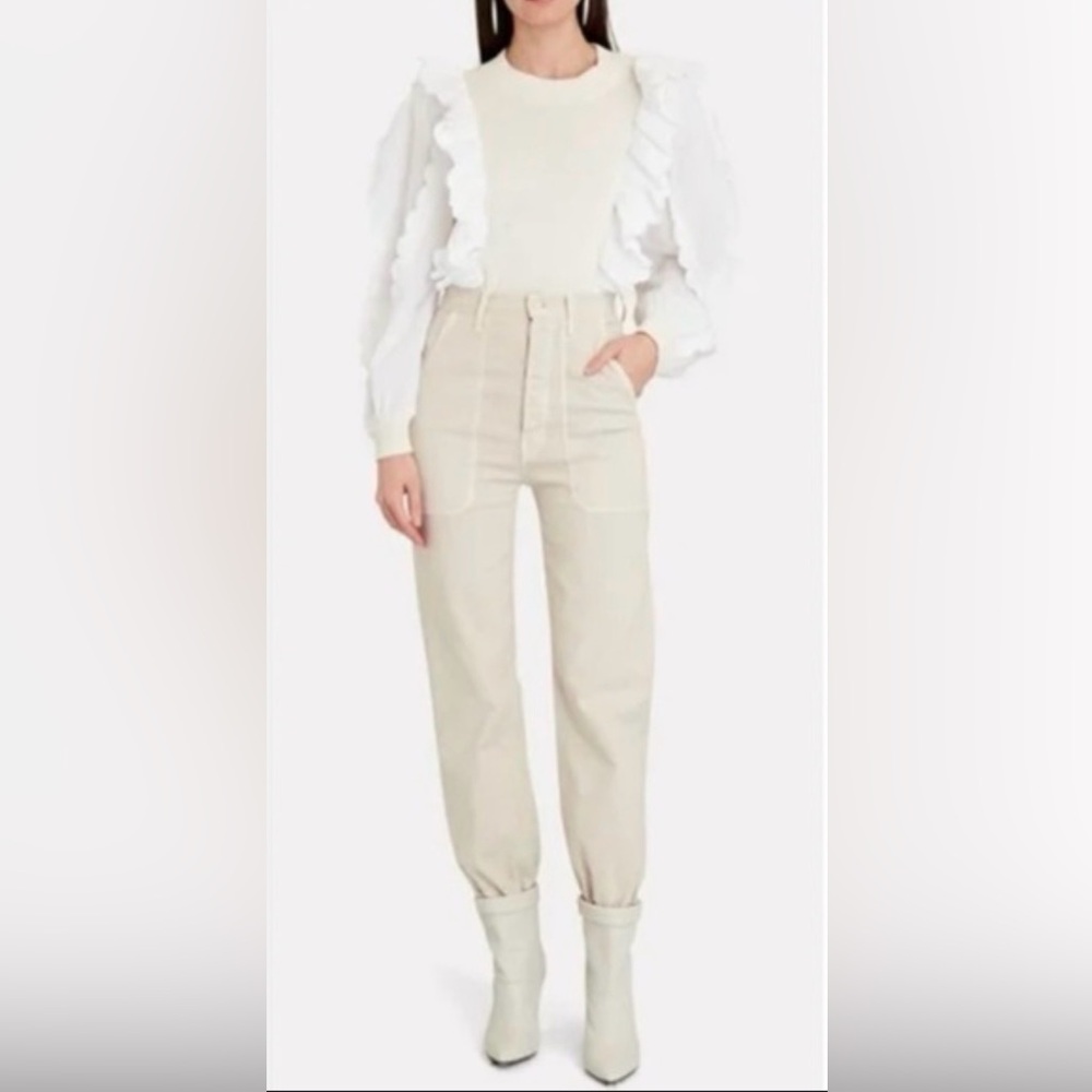 MOTHER Denim The Wrapper Patch Springy Ankle Jeans in Cream Puffs - Sz 28 - Picture 8 of 13